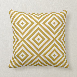 Mustard Yellow and Cream Diamond Geometric Pattern Kissen