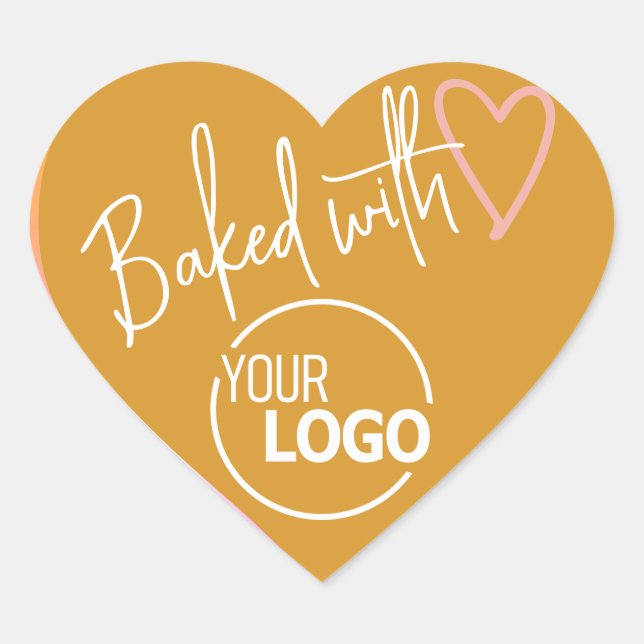 Mustard Yellow Baked Liebe hausgemachte Backlogos Herz-Aufkleber (Vorderseite)