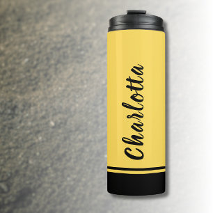 Mustard Yellow Black Elegant Minimal individuell a Thermosbecher