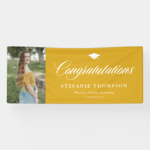 Mustard Yellow Bold Calligraphy Foto Abschluss Banner