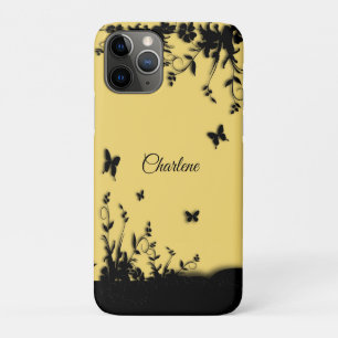 Mustard Yellow Butterfly Garden Persönlicher Name Case-Mate iPhone Hülle
