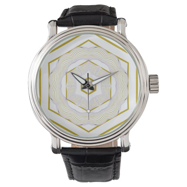 Mustard Yellow Cream Mitte Jahrhundert Moderne Armbanduhr (Vorderseite)