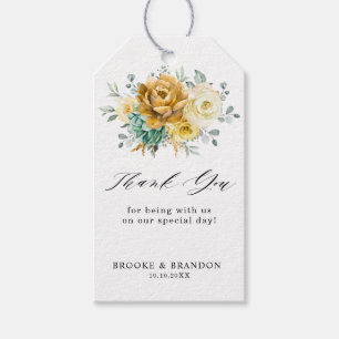 Mustard Yellow Floral Moderne Hochzeit Danke Geschenkanhänger