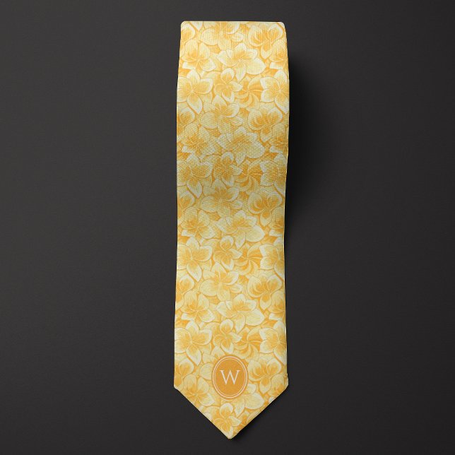 Mustard Yellow Floral Monogram Krawatte (Von Creator hochgeladen)