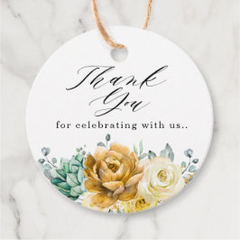 Mustard Yellow Floral Sage Grüne Moderne Hochzeit Geschenkanhänger