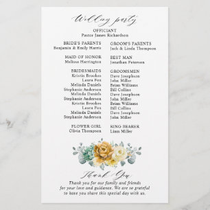 Mustard Yellow Floral Sage Programme de mariage mo