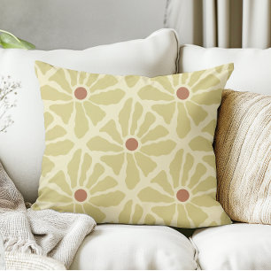Mustard Yellow Funky Boho Hand Drawn Blume Kissen