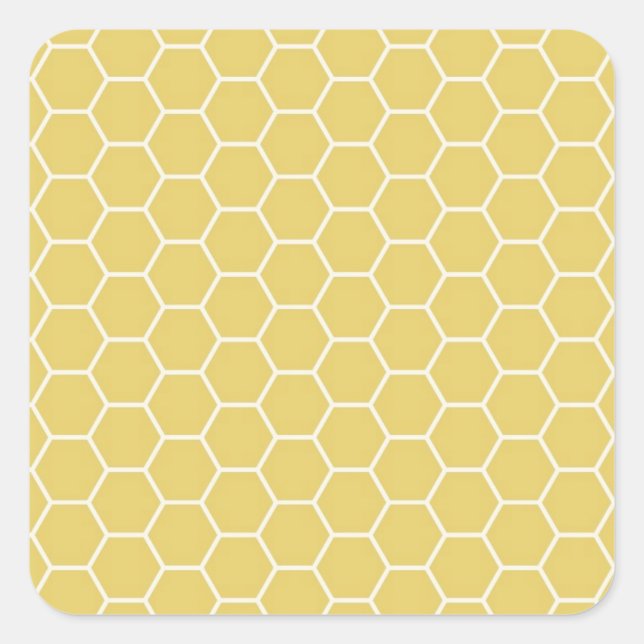 Mustard Yellow Geometric Honeycomb Hexagon Muster Quadratischer Aufkleber (Vorderseite)