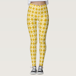 Mustard Yellow Heart Plaid Gingham Retro Color Leggings