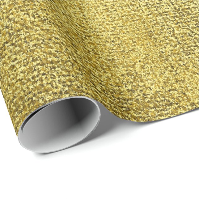 Mustard Yellow Lemon Intense Paint Linen Metallic Geschenkpapier (Rolleneckpunkt)