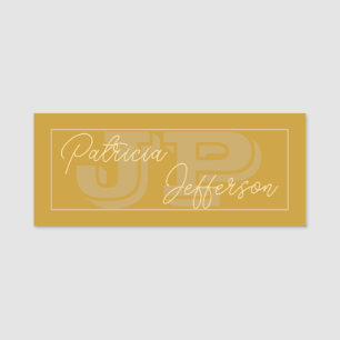 Mustard Yellow Mit Monogramm Handgeschriebene Kall Namensschild