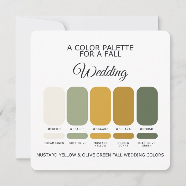 Mustard Yellow Olive Green Wedding Palette Card Einladung (Vorderseite)