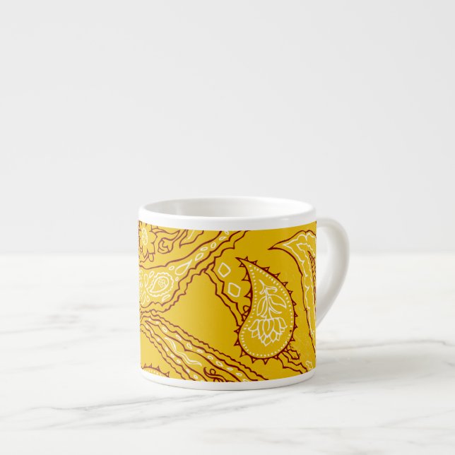 Mustard Yellow Paisley Print Summer Fun Girl Espressotasse (Vorderseite Rechts)