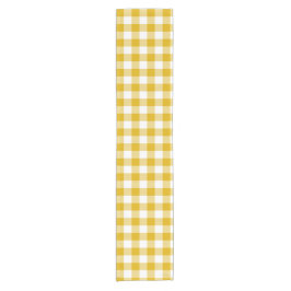 Mustard Yellow Plaid Gingham Retro Table Runner Kurzer Tischläufer
