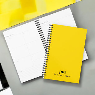 Mustard Yellow Simple Monogram Initials und Name Planer