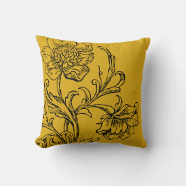 Mustard Yellow Stylish Floral Kissen