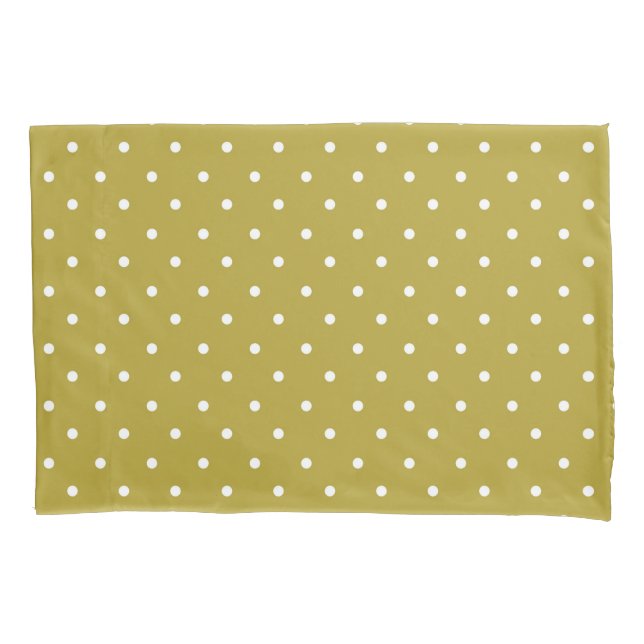  Mustard yellow white polka dots pattern  Kissenbezug (Vorderseite-Links)