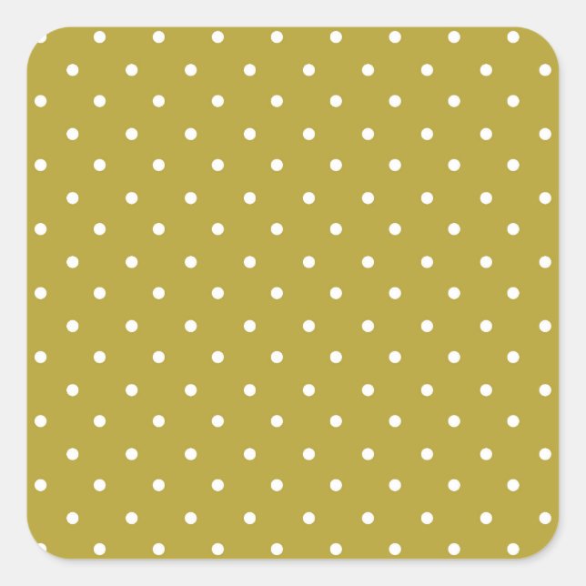  Mustard yellow white polka dots pattern  Quadratischer Aufkleber (Vorderseite)