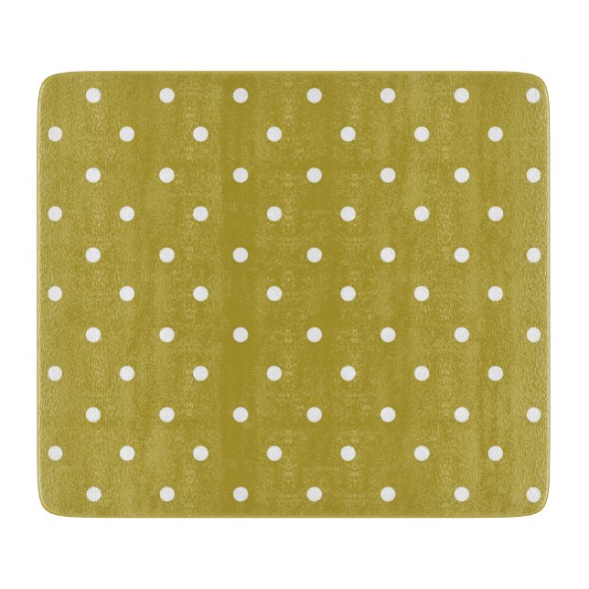  Mustard yellow white polka dots pattern  Schneidebrett (Vorderseite)