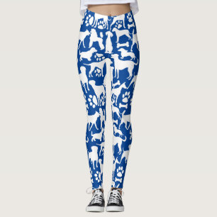 Muster 02.b Blauer BG für Hunde und Pfoten Leggings