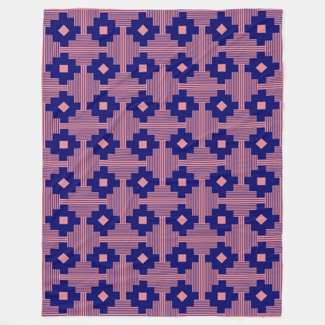 Muster 061214 - Deep Navy mit Pink e3868f Fleecedecke (Vorderseite)