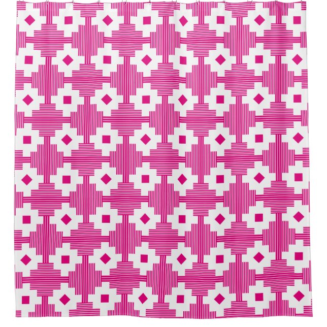 Muster 061214 - Weiß mit Hot Pink e5007a Duschvorhang (Vorderseite)