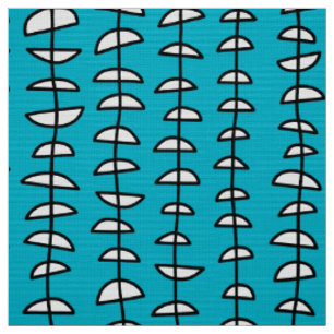 Muster 080515 - Schwarzweiss auf Aqua-Blau Stoff