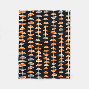 Muster 080515- Weiß und Orange auf Schwarz Fleecedecke