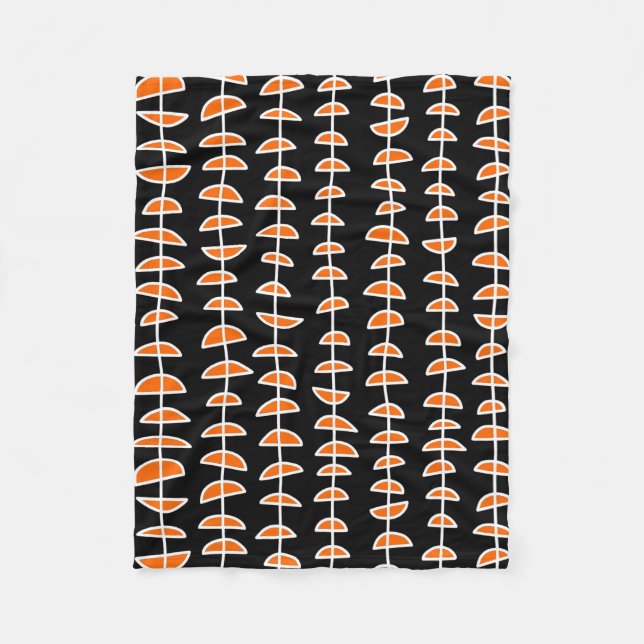 Muster 080515- Weiß und Orange auf Schwarz Fleecedecke (Vorderseite)