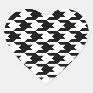 Muster 1 Schwarz-Weiß-Hahnentrittmuster Herz-Aufkleber