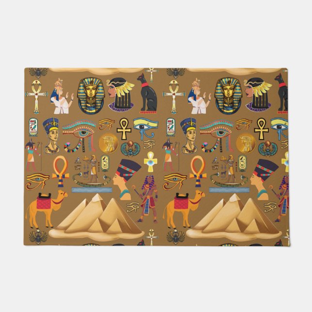 Muster altertümliches ägyptisches Hieroglyphiksymb Fußmatte (Vorderseite)