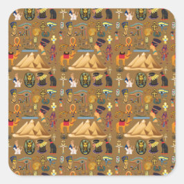 Muster altertümliches ägyptisches Hieroglyphiksymb Quadratischer Aufkleber