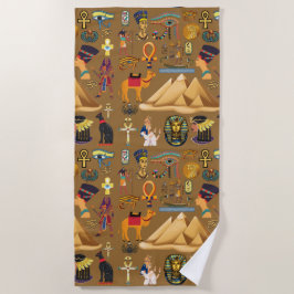 Muster altertümliches ägyptisches Hieroglyphiksymb Strandtuch