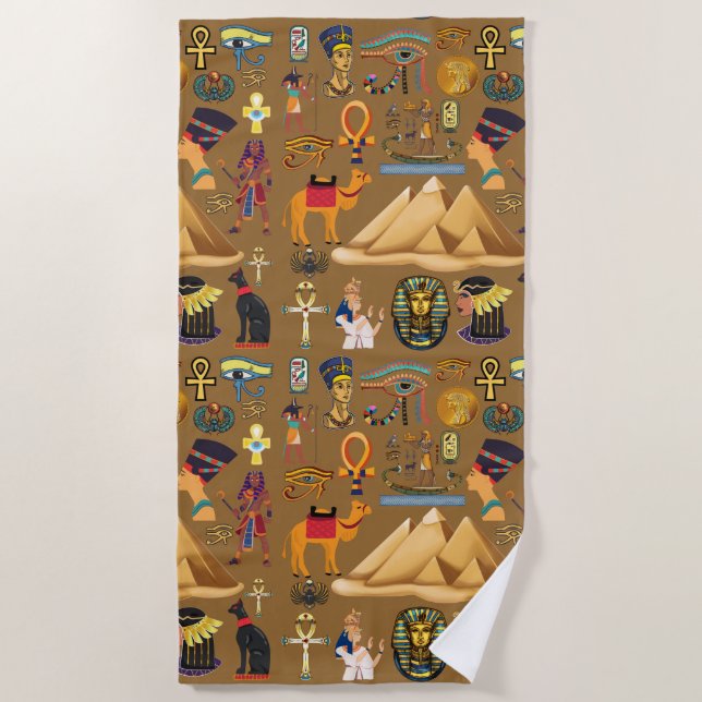 Muster altertümliches ägyptisches Hieroglyphiksymb Strandtuch (Vorderseite)