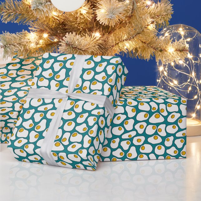 Muster aquamarin frittierter Eier Geschenkpapier (Feiertage)