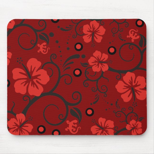 Muster ARTs - Hibiskus-Dekoration | dunkel Mousepad (Vorne)
