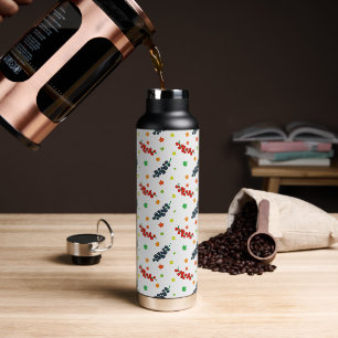 Muster aus Beeren, Rotbeere, Blaubeere, Obst Trinkflasche
