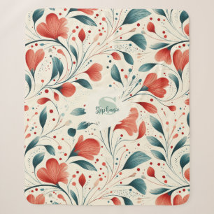 Muster aus blauem Leaf und rotem Flor Sherpadecke