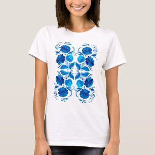 Muster aus blauen Blumen T-Shirt