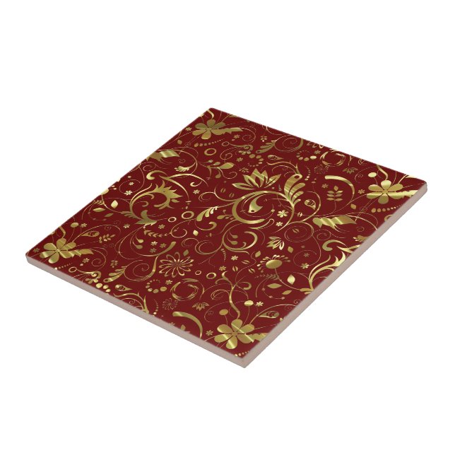 Muster aus Burgund und Gold Fliese (Seite)