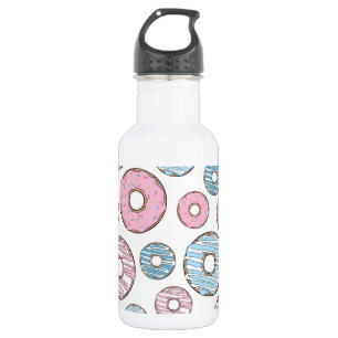 Muster aus Donuts, rosa Donuts, blaue Donuts Edelstahlflasche