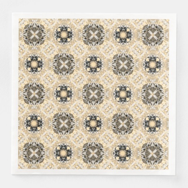 Muster aus Gold, Beige, Taupe und schwarzen Edelst Serviette (Vorderseite)