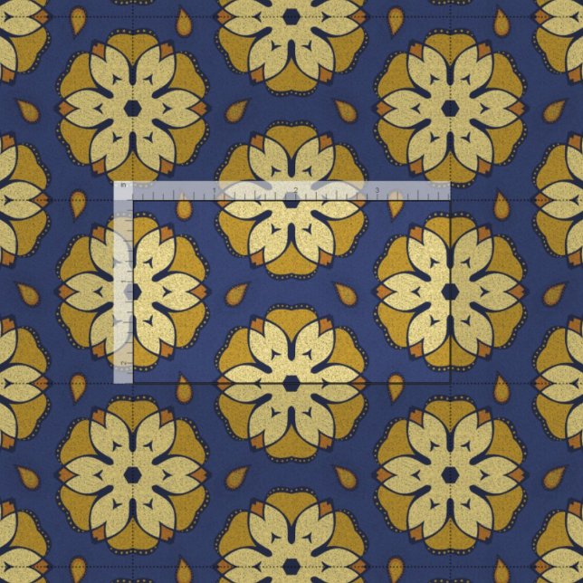 Muster aus Gold und Blüten und Teardrop Stoff (Von Creator hochgeladen)