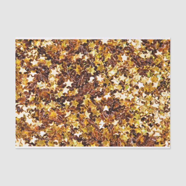 Muster aus Gold und Braunen Sternen Seidenpapier (Vorderseite)