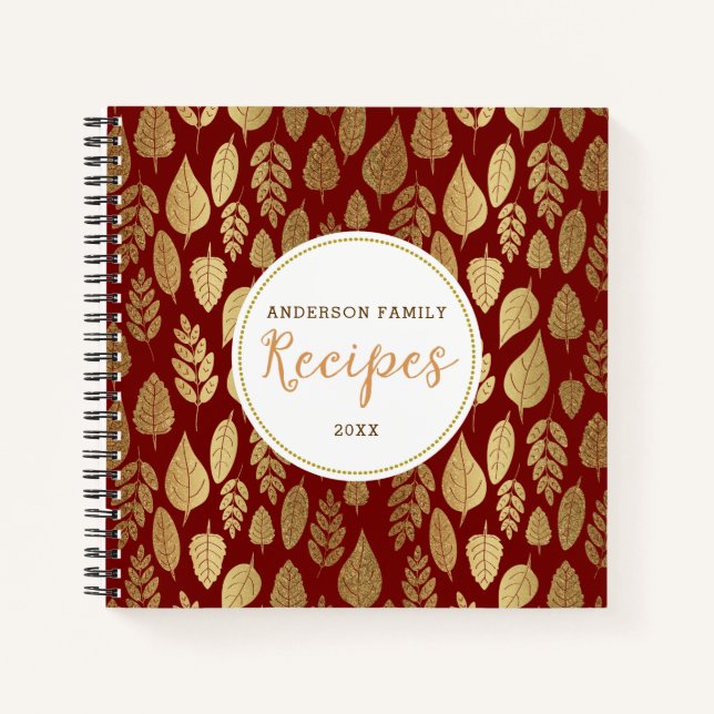 Muster aus Gold und Rotem Lef Notizbuch (Vorderseite)