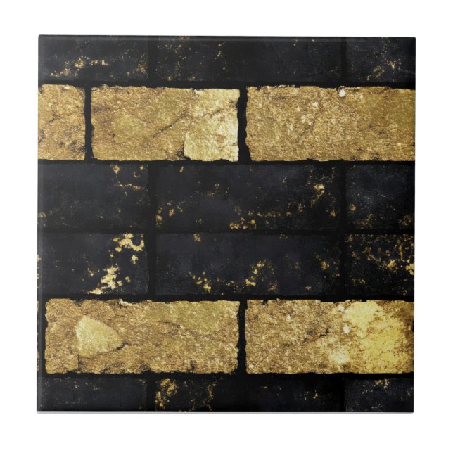Muster aus Gold und Schwarz Fliese (Vorderseite)