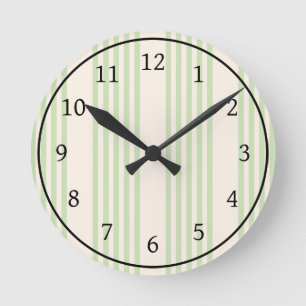 Muster aus hellgrün und beige gestreifter Wanduhr