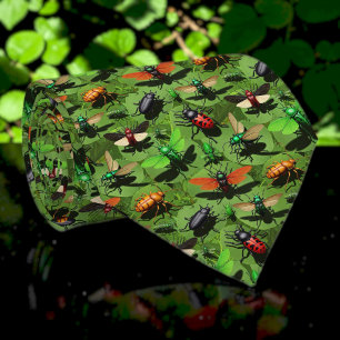 Muster aus Käfern und Insekten auf maßgeschneidert Krawatte