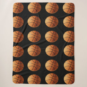 Muster aus orangefarbenen und schwarzen Basketball Sherpadecke