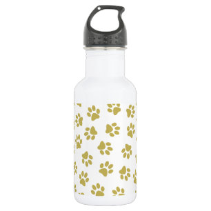 Muster aus Pfoten, Hundepfoten, goldene Pfoten Edelstahlflasche